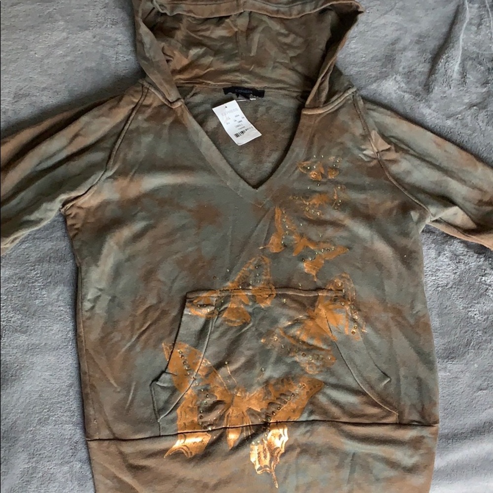 Express quarter sleeve v neck hoodie
